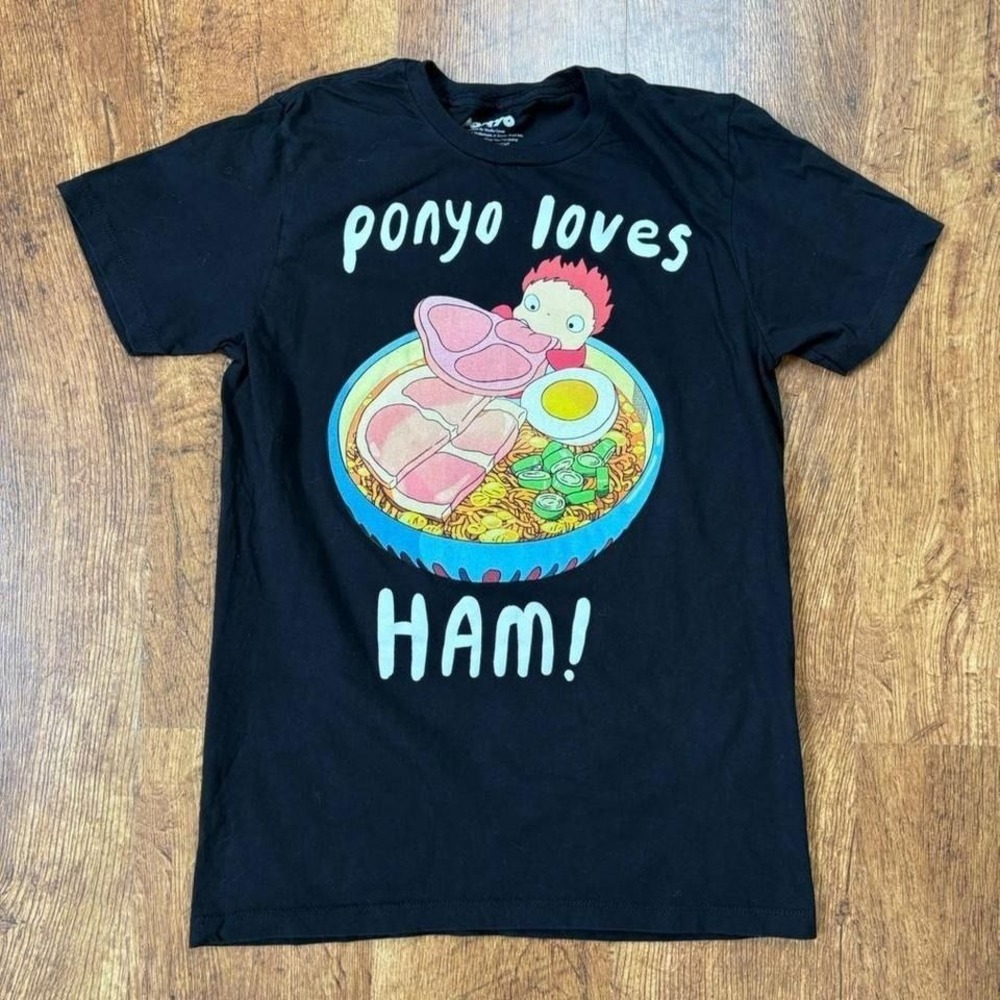 black Ponyo Loves Ham graphic T-Shirt